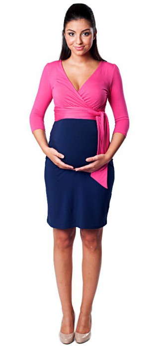 Těhotenské šaty - Danielle True Pink & Navy